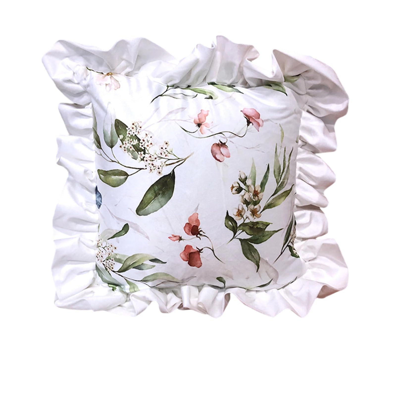 ZBIianxer Ruffled Trim Throw Pillow Case Dutch Velvets Fabric Nordic Flower Pattern Washable Cushion Cover for Sofa Bed Decoration Nordic Cushion Cover Minimalists Flower Pillowcase