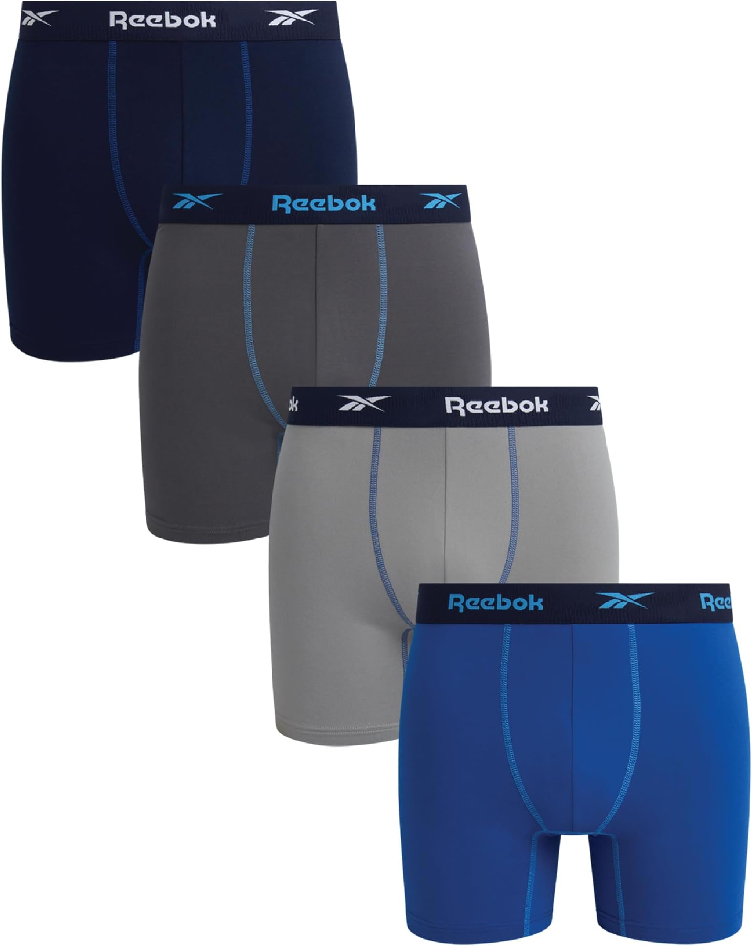 Mens Boxer Briefs - 4 Pack 6'' Inseam Soft Stretch Performance Mens Underwear Athletic Boxer Briefs with Contour Pouch