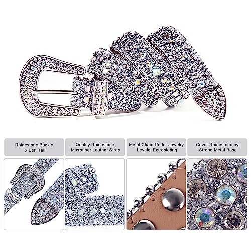 Mingsun Rhinestone Belt For Women Men, Western Belts Cowgirl Cowboy Punk Studded Leather Belt For Jeans Dresses Pants #TOP1