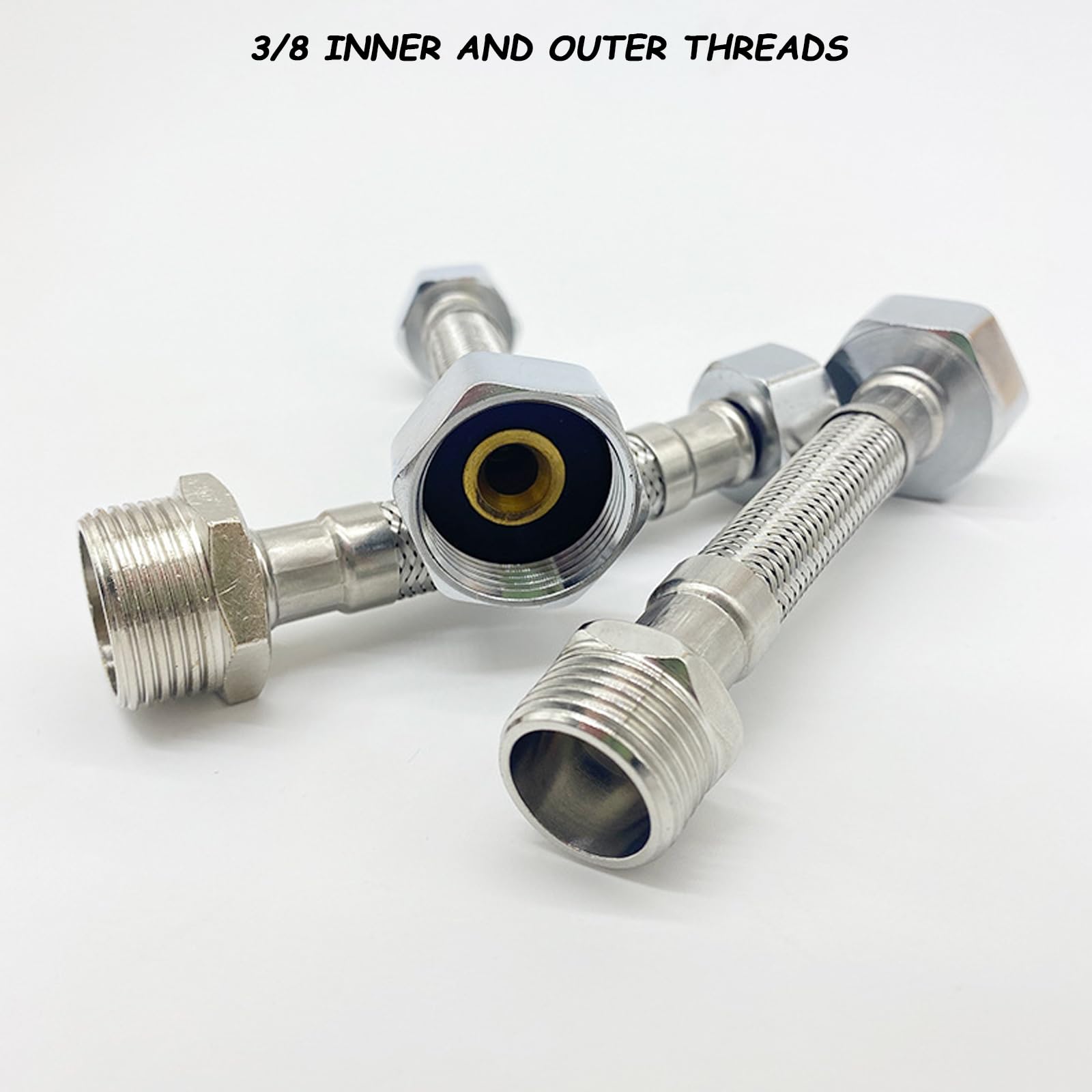 4x Edelstahl Flexschlauch 3/8 – 20 Cm & 10 Cm Für Wasserhahn & Armaturen
