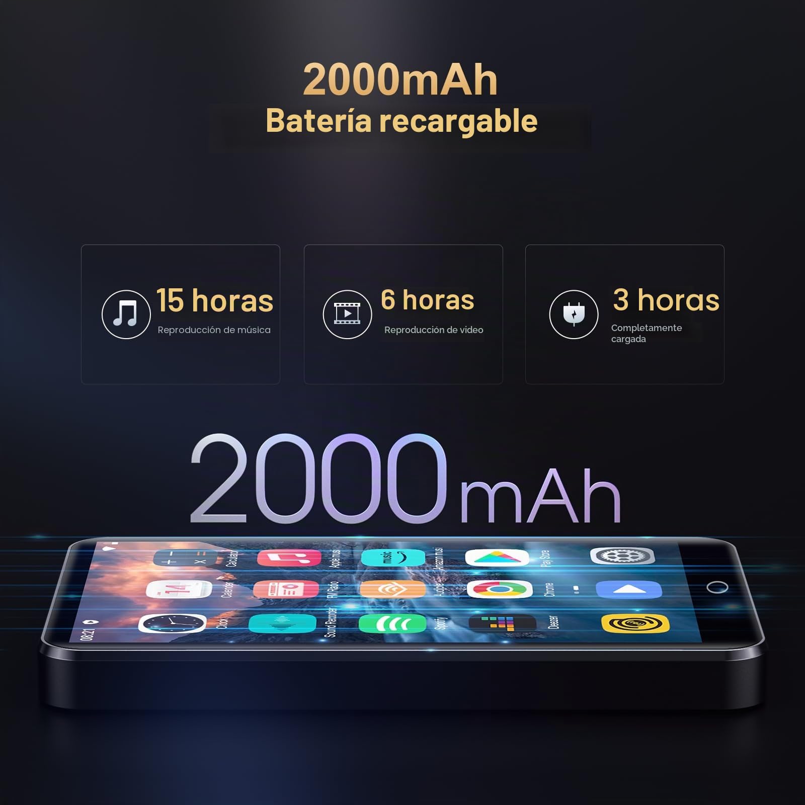 Reproductor de MP3 con Bluetooth y WiFi, Oilsky 80GB 4'' Android 9.0 Mp3, 1080P Pantalla táctil MP4, Reproductor de Música Portátil con Spotify, Audible, Deezer (Negro)