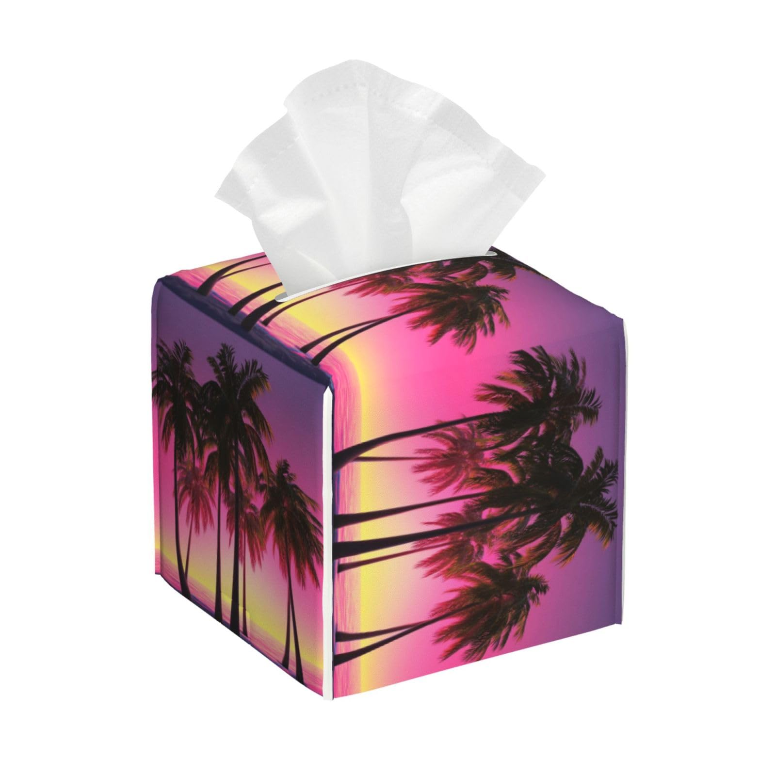 Tropical Palm Tree Tissue Box Cover Square Cube Boxes