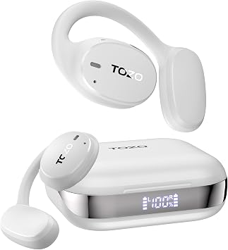 TOZO Real-Time AI Translation Earbuds, 80H Playtime Translator Ear Buds, Digital Display, AI Clear Calls, Comfortable Wear Open Ear Earbuds, AI Bluetooth Headphone for Travel Meeting Learning, White