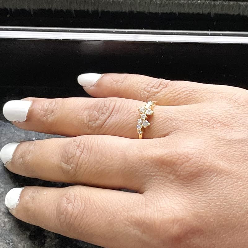 Round Cut Diamond Cluster Engagement Ring For Women's 14k Gold Finish Stackable Diamond Ring, White Diamond Wedding Band, Engagement Ring