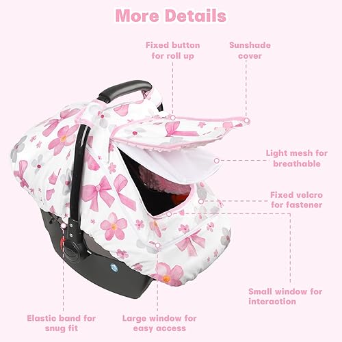 Miniatura 7 de Hooyax Funda de asiento de automóvil para bebé con doble cremallera, toldo de malla extra grande para asiento de automóvil, protección contra todas