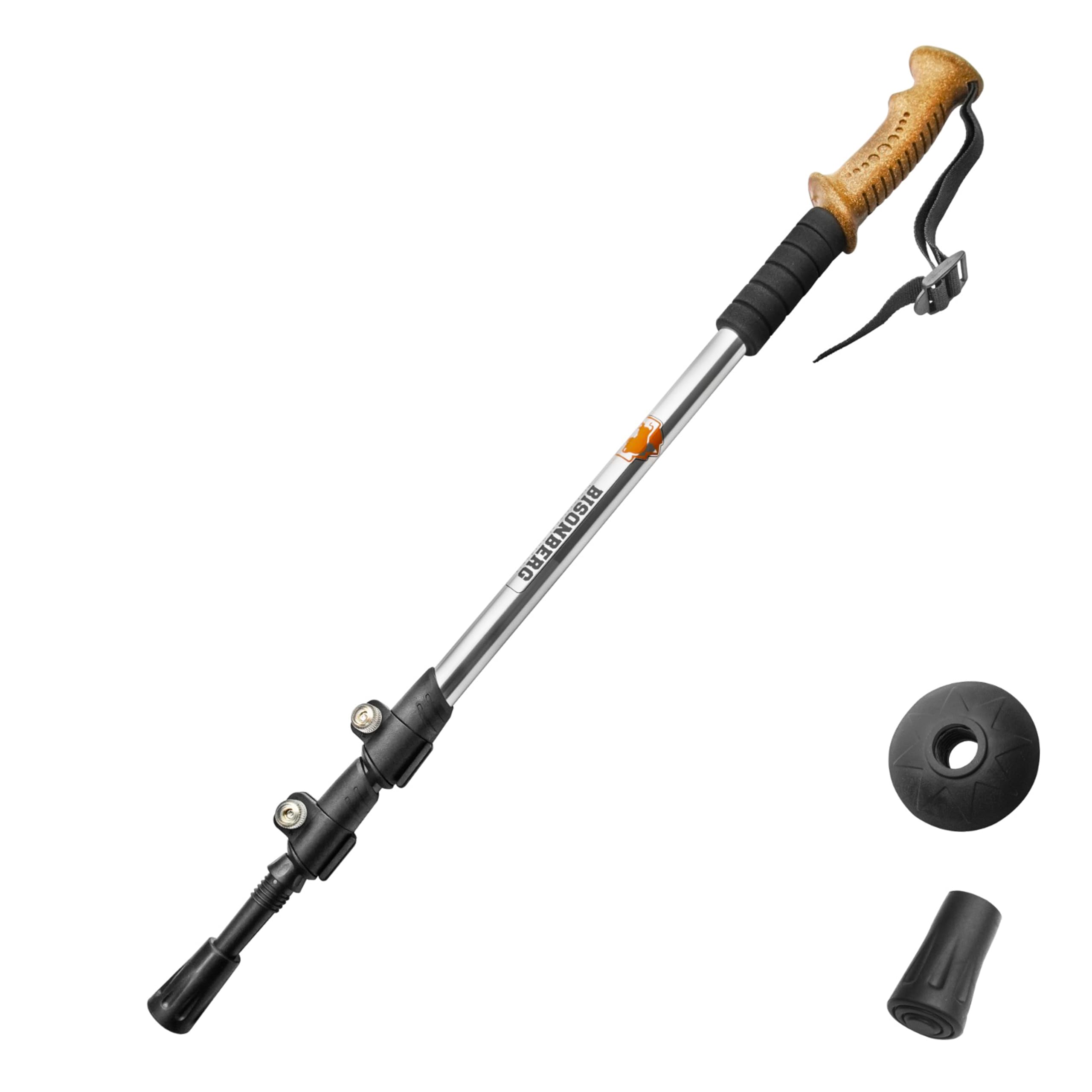 BISONBERG Trekking Pole, 65-130 cm Adjustable Height, Stainles Steel Walking Stick with EVA Handle
