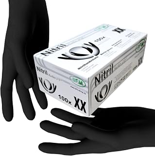 SFM ® BLACKLETS GRIP+ Nitril : XS, S, M, L, XL schwarz puderfrei F-tex Einweghandschuhe Einmalhandschuhe Untersuchungshandschuhe Nitrilhandschuhe M (100)