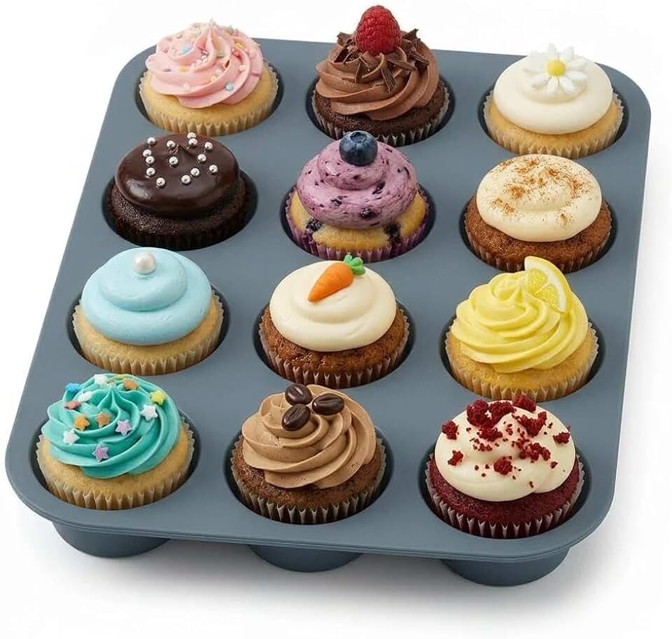 Forma de Silicone Antiaderente 12 Cavidades – Molde para Cupcake, Muffin e Produtos Artesanais