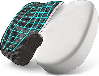 Casabella Memory Foam Seat Cushion, Coccyx Cushion for Tailbone Pain Relief, Sciatica Hemorrhoid-Back Support for Office Chair, Wheelchair, Kitchen, Recliner, Car Seats-Super Comfort (Black)