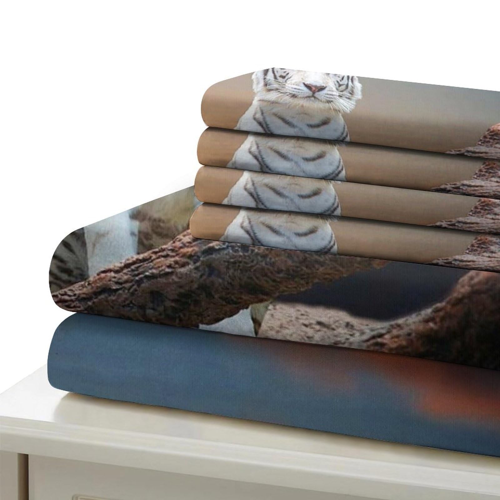 Tigre bianca Microfibra Morbida Copripiumino 3 Pezzi,3D Motivo Animale tigre Copripiumino,Copripiumino E Federe,con Chiusura A Cerniera E Federe Cuscino Per Adulti E Ragazzi doppio（200x200cm）