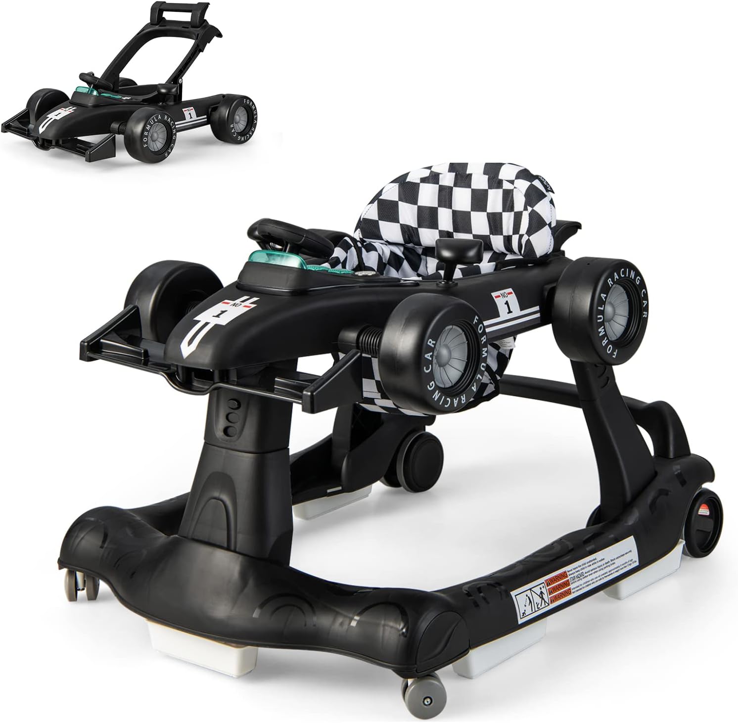 Maxmass Baby Walker, 4 in 1 Infant SittoStand Walker with Adjustable