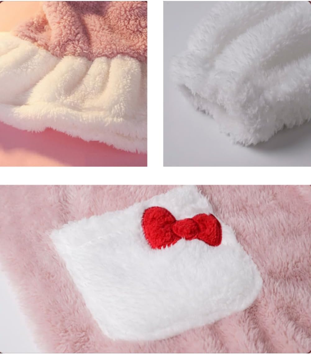 Brrioe Women's Cute Robe Button Bathrobe - Hooded Plush Sleepwear with Kawaii Pattern and trousers Sets