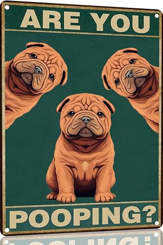 Vista 21 de Bichon Frise Dog - Cartel de 12 x 16 pulgadas con texto en inglés "Are You Pooping" para decoración de baño, póster de metal para perro amante