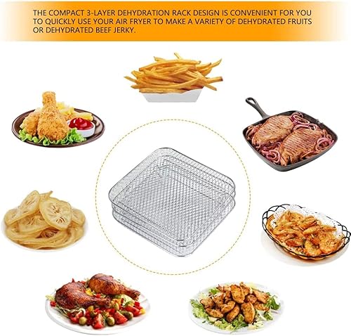 Miniatura 5 de Estante para freidora de aire de 3 capas para freidora Ninja Foodi de 8 litros instantánea, acero inoxidable, tres apilables, estante para tostadas,