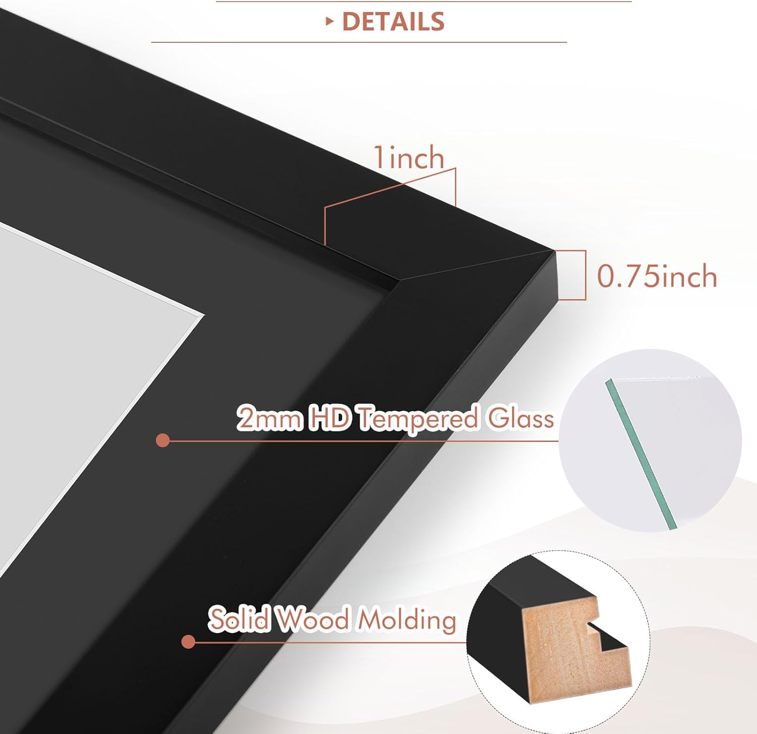 Golden State Art 7x14 Wood Frame for Three 4x6 Picture - Black with 3-Opening Black Mat Color - Portrait or Landscape Wall Mounting - Sturdy and Easy to Install - Real Glass Front (Black, Wood) - Image 6