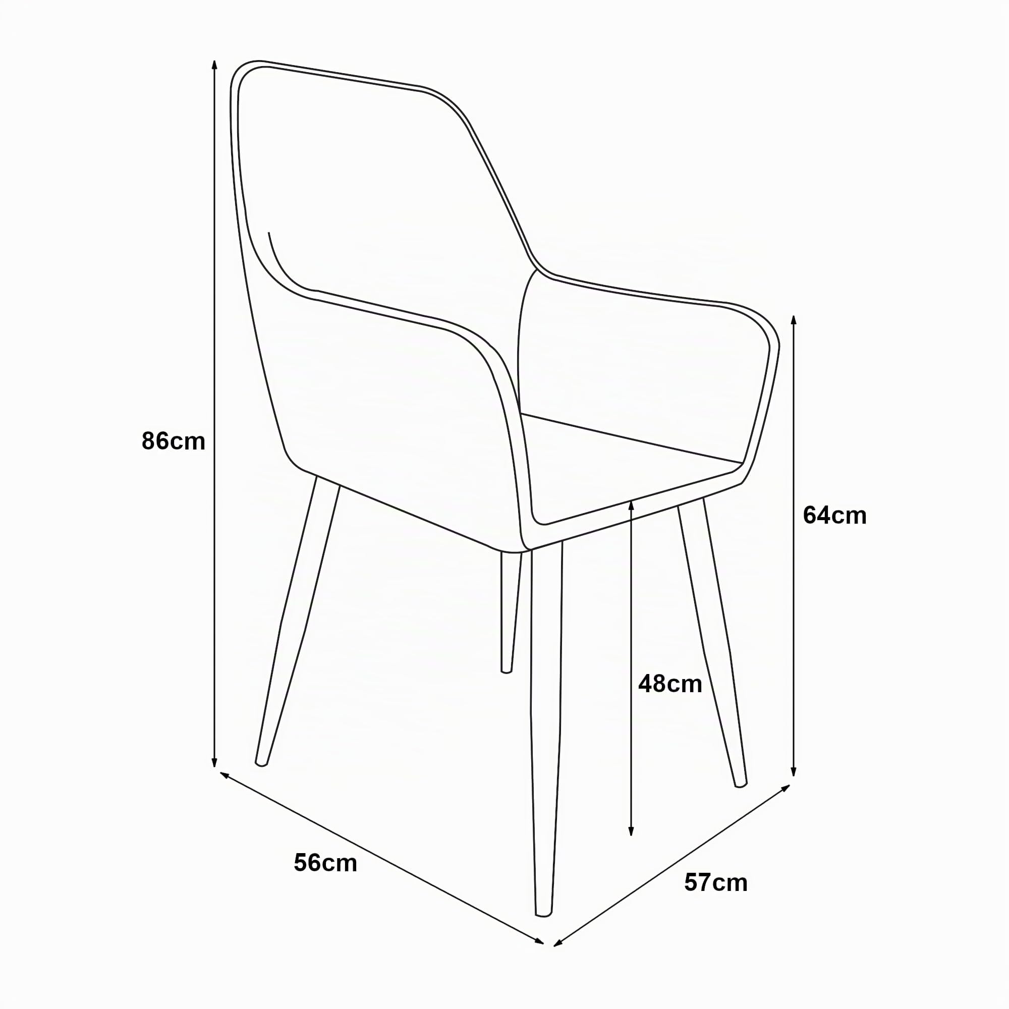 [en.casa] Juego de 2 Sillas de Comedor Hollola con Reposabrazos Set de 2 Sillas de Cocina Asientos tapizados Terciopelo y Acero 86 x 57 x 56 cm Altura del Asiento: 48 cm - Turquesa