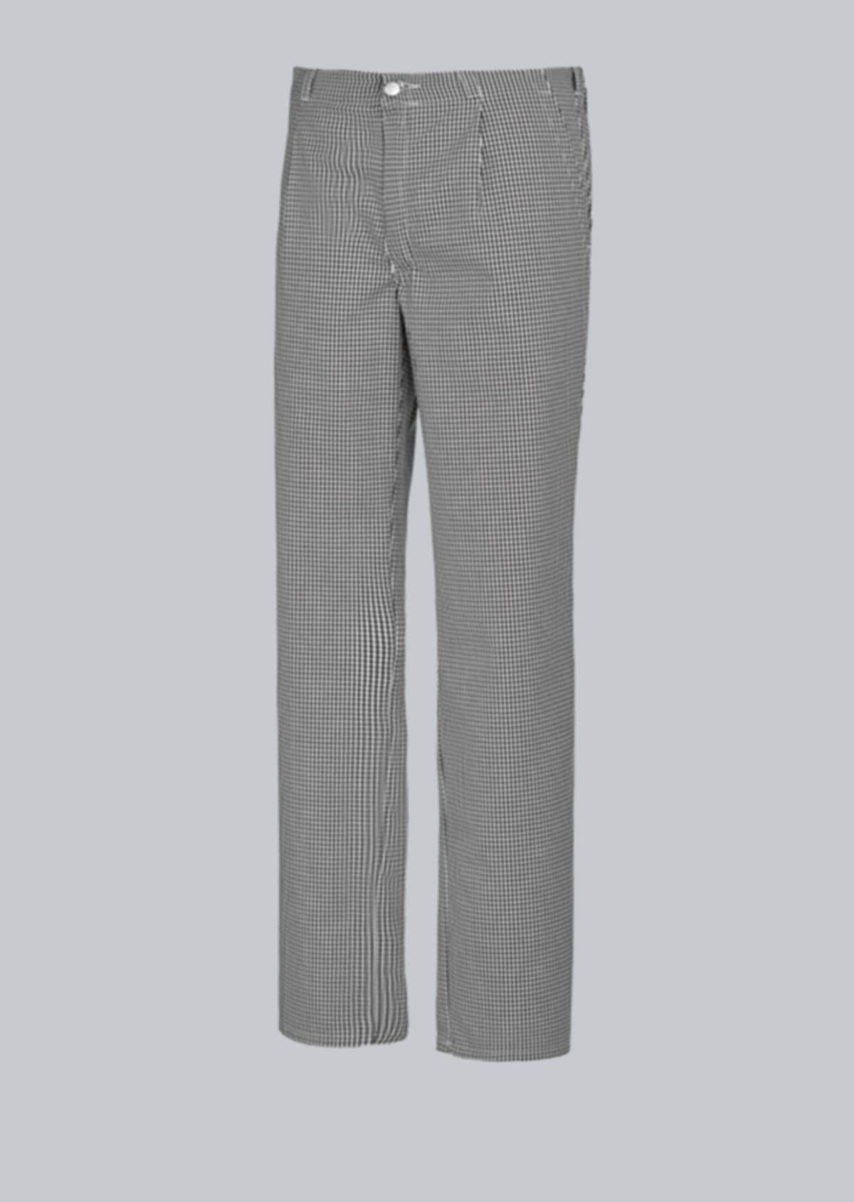 BP 1353-910-33-64, Chef's/baker's trousers, with pleats and pockets 220,00 g/m², Pure cotton black-white check pattern, 47/48