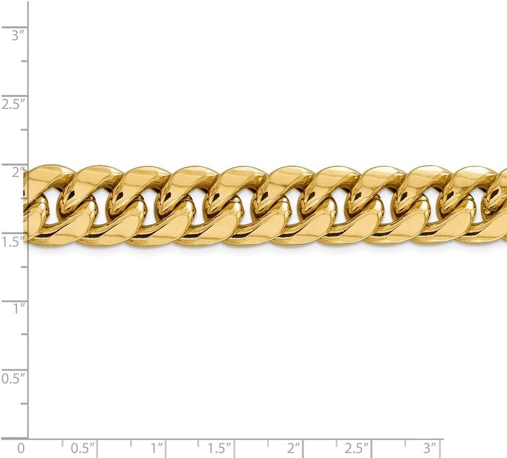 Real 14kt Yellow Gold 15mm Semi-Solid Miami Cuban Chain; 24 inch; Lobster Clasp