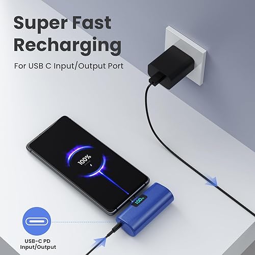 Miniatura 2 de Cargador portátil pequeño de 5200 mAh, cargador de batería PD USB C mejorado con conector USB-C integrado, pantalla LCD, compatible con iPhone 1515