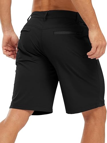 Miniatura 2 de TBMPOY Pantalones cortos de golf para hombre de 9 pulgadas, cintura elástica, de secado rápido, parte delantera plana, pantalones cortos de viaje
