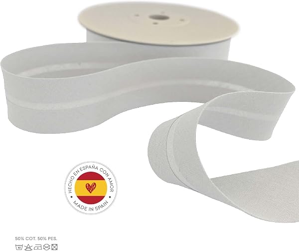 TEXTEX = Bies de 20mm de Ancho. 50% Algodón y 50% Poliéster. Pieza de 10m - (Blanco) - 4