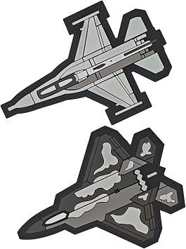 2 Pcs Tactical Aircraft PVC Patch with Hook and Loop Fastener Backing- Punk Style Tactical Crochet Badge Suitable for Vests,Jackets, Backpacks,and Clothing