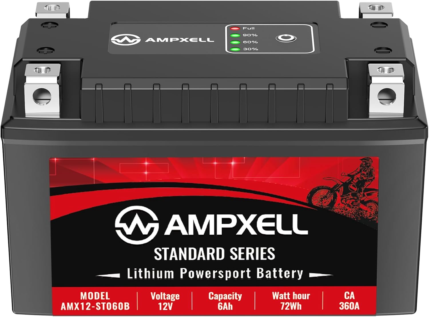 YTZ14S Lithium Motorcycle Battery 12V 360A 6Ah Replacement YTX12-BS Powersport Battery, Motorcycle, ATV, UTV, Scooter, 4 Wheeler and Generator Battery etc.Polarity [+ - ]