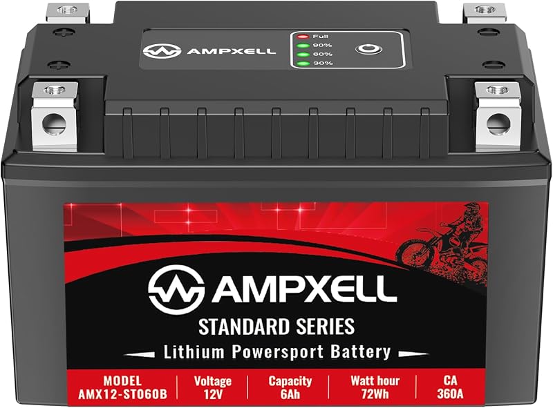 YTZ14S Lithium Motorcycle Battery, 12V 6Ah 360 CCA 2.4 lbs Lightweight, Powersports Replacement for ATV UTV Scooter Generator