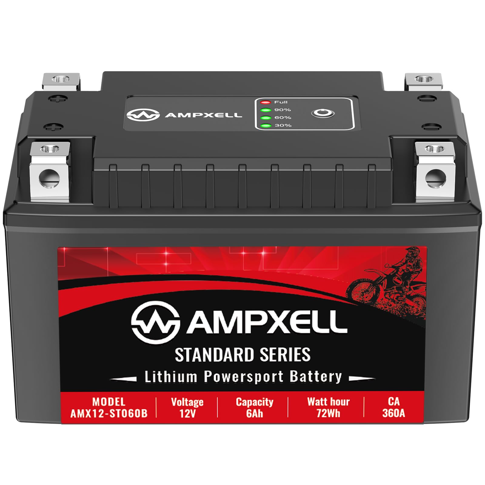 Lithium Motorcycle Battery YTZ14S 12V 360A 6Ah Replacement YTX12-BS Powersport, Motorcycle, ATV, UTV, Scooter, 4 Wheeler and Generator Battery etc.