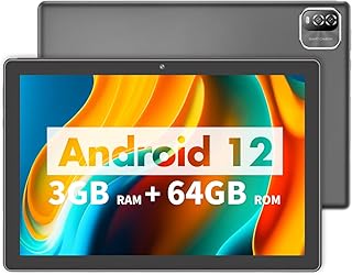 Tablet 10 Inch 3GB RAM 64GB ROM 512GB Expand Android 12, Tablets PC,Quad Core Processor, WiFi, 10.1'' IPS HD Display, 6000mAh Battery, 2MP+8MP Camera,GMS,Type C,Bluetooth