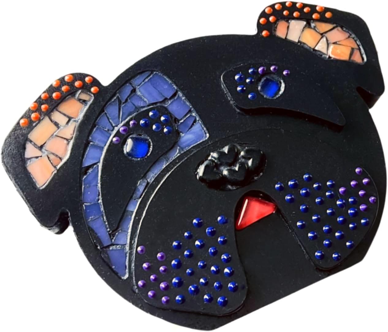 Mosaic Bulldog Wall or Shelf Art, Mosaic Bull Dog Decor, Mosaic and Mixed Media Bulldog Wall Hanging or Shelf Art, Bulldog Gift, Bull Dog