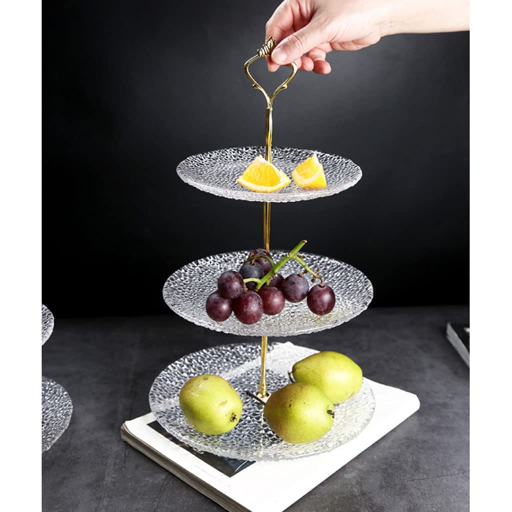 Desserts Présentoir à gâteaux à Plusieurs Niveaux avec plaques en Verre Transparent et entretoises en métal doré Présentoir à Tour Stable pour Dessert Plateau de Service élégant pour Fruits Fruits