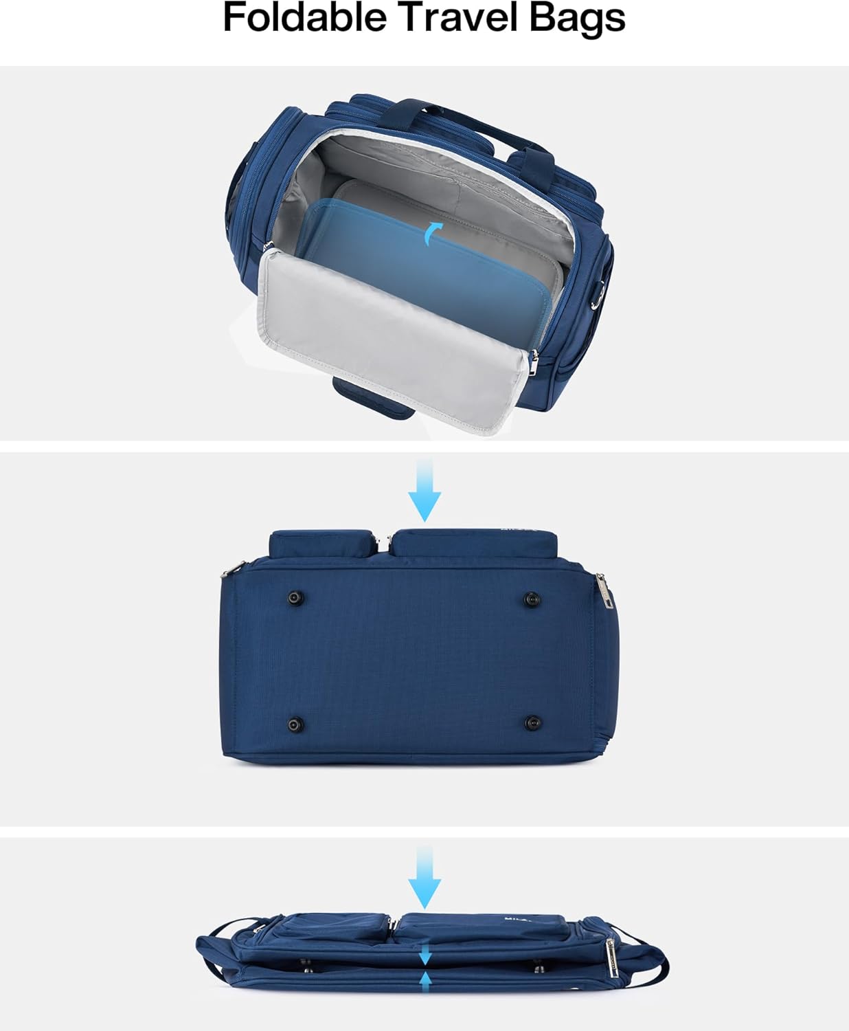 MILADA Underseat Carry On Luggage Bags for Travel Lightweight Foldable Carry On Bags for Airplanes Small Duffle Bag for Men Women TSA Approved Underseat Bag Travel Tote Bags, Blue - Image 8