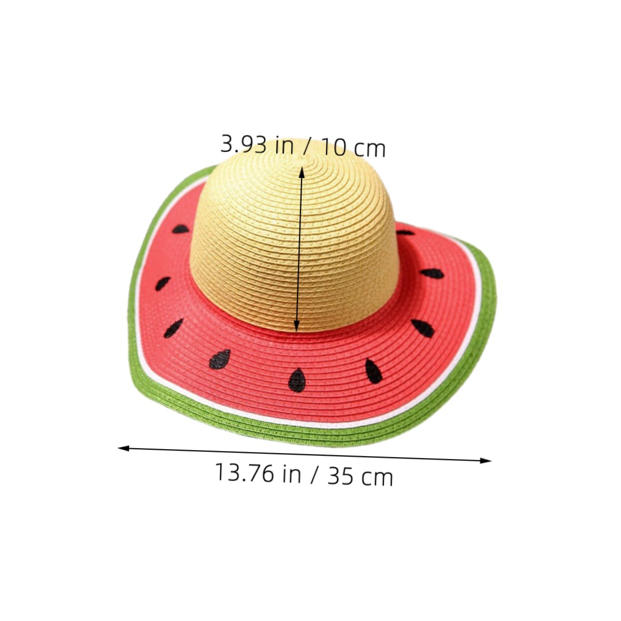 Zerodeko Sombrero de Paja de ala Ancha Diseño de Sandía para Niñas de 3 a 8 Años, Protección UV y Plegable para Verano, Playa y Camping al Aire Libre