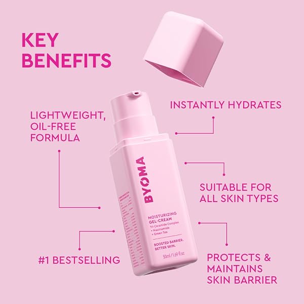 BYOMA BYOMA Moisturising Gel Cream (50ml) Lightweight Oil Free Daily Moisturiser with Barrier Repair, Niacinamide and Green Tea, for All Skin Types - Alcohol Free, Vegan in use