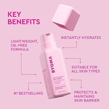 BYOMA Moisturising Gel Cream, Lightweight Oil Free Daily Moisturiser (50ml) | Barrier Repair Formula with Tri-Ceramide and Niacinamide - Hydrates and Improves Skin Texture, for All Skin Types