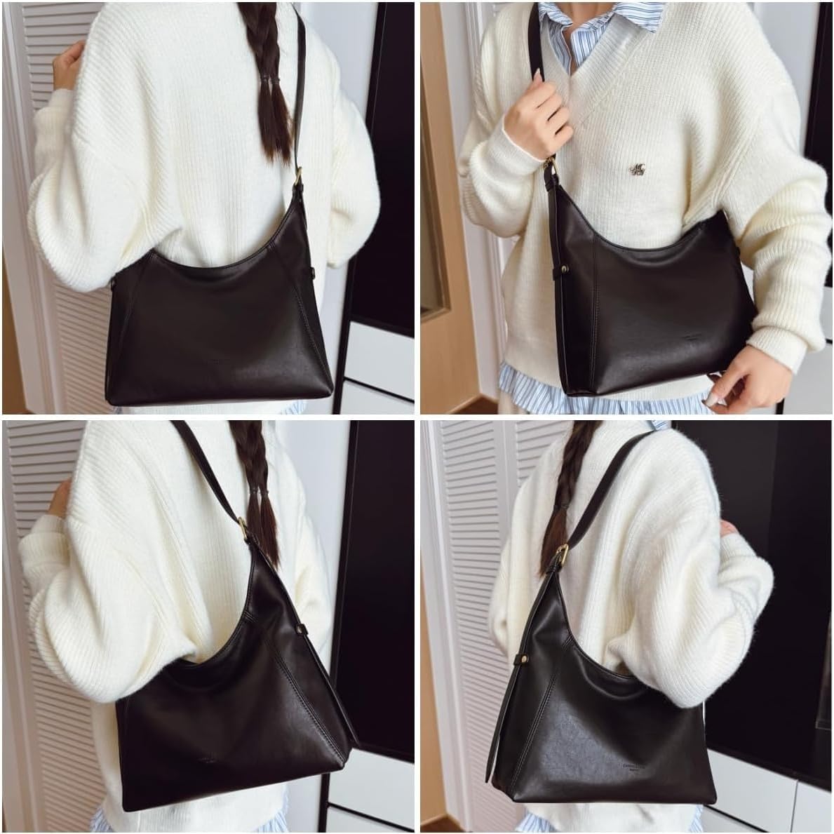 Trendy Retro Crossbody Bag for Women, Large Dark Tone Shoulder Tote Satchel