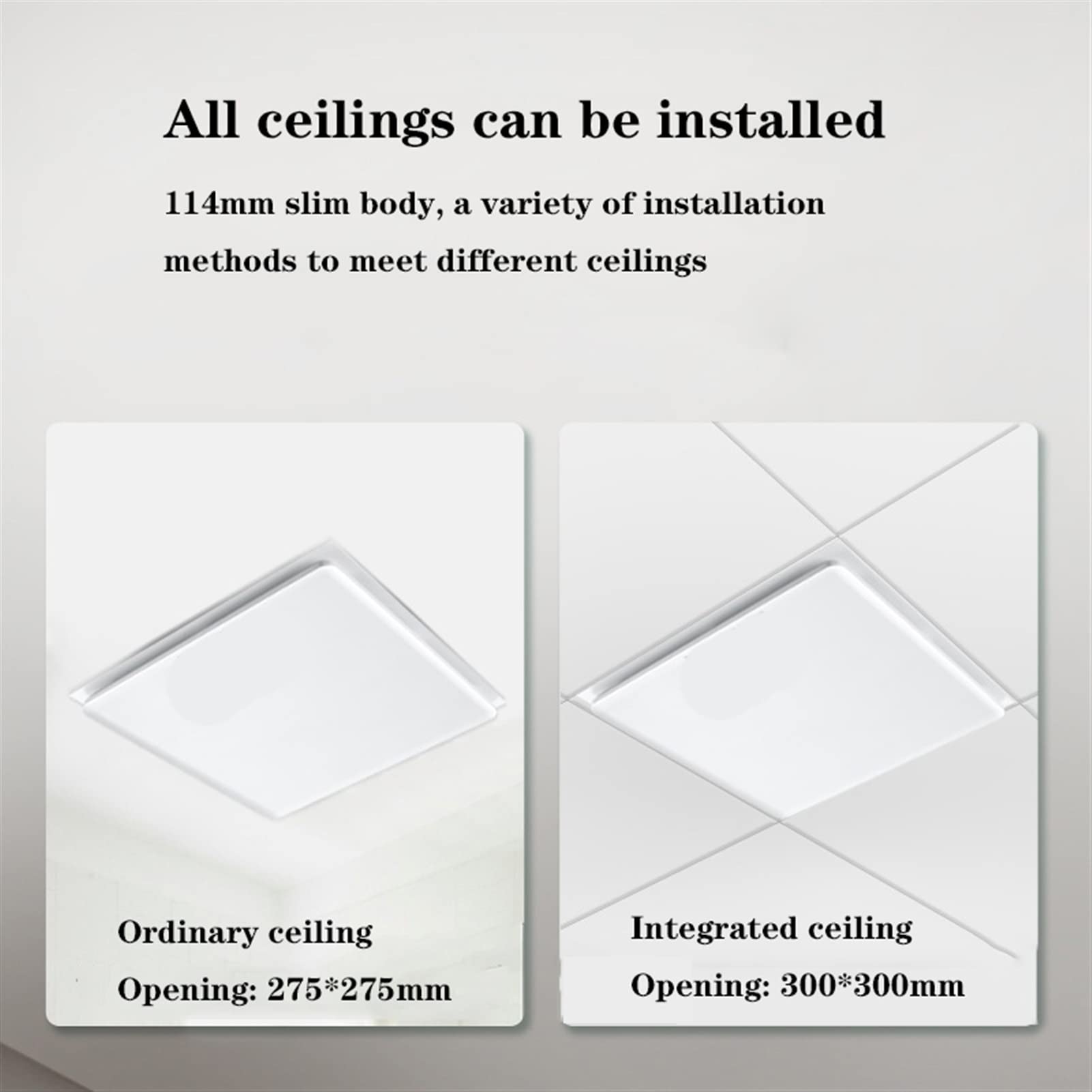 Extractor de Aire de 30 × 30 cm, Potente Ventilador de Techo Universal, Ventilador de Techo silencioso para baño Comercial, Ventilador de Techo silencioso, Ventilador de Escape de 40 W