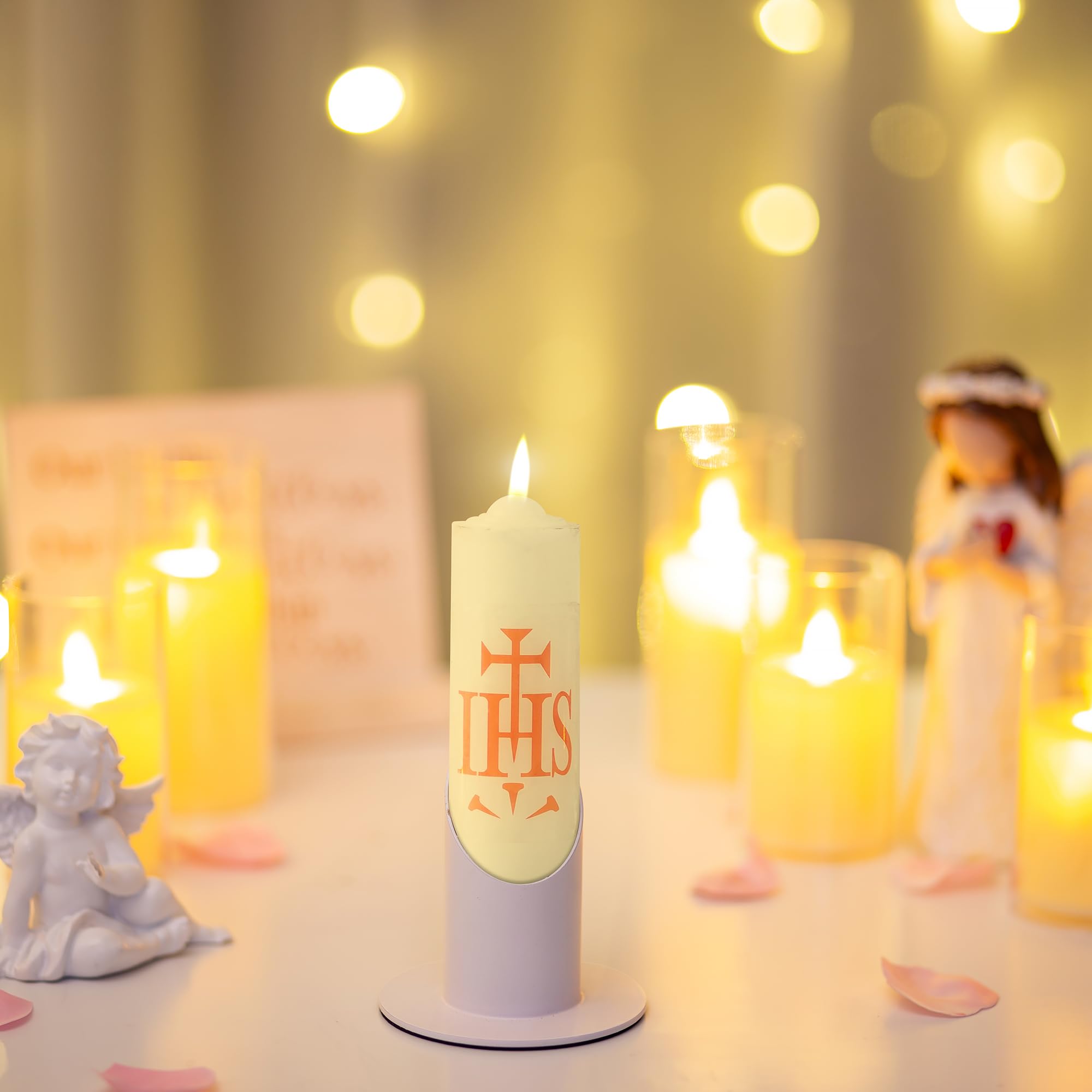 Sziqiqi Kerzenhalter Kerzenständer Kommunionkerze 4cm, Kommunion Deko, Weiß