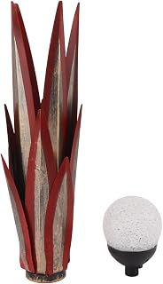 Pilipane Decoración de plantas de tequila de metal escultura rústica luz colorida de arte minimalista decoración del hogar para la sala de estar dormitorio de 13.8 pulgadas estilo nórdico (Rojo)