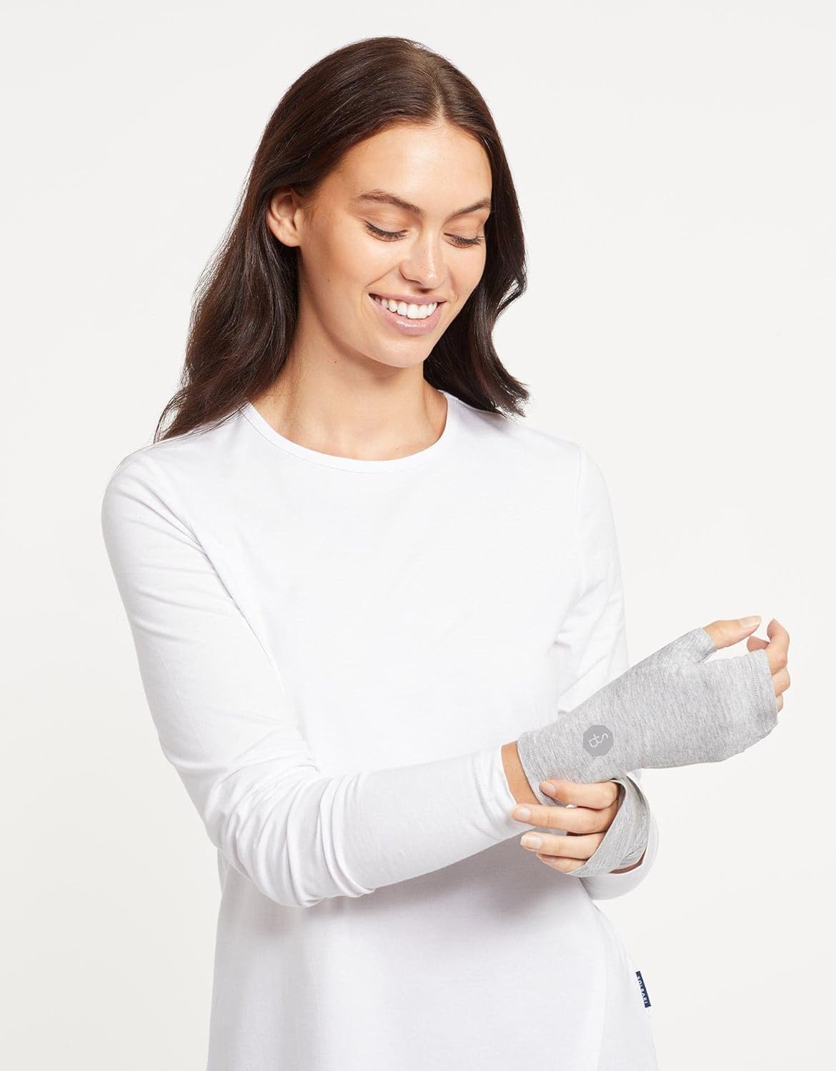 Solbari UPF 50+ Protective Hand Covers – Unisex Sleeves for UV Sun Protection - Small/Medium/Light Grey Marle (Set of Two Gloves)