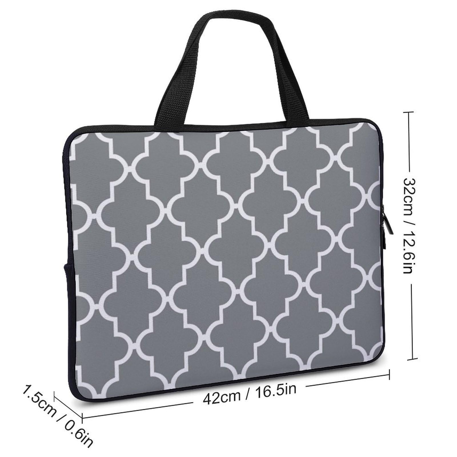 Quatrefoil - Custodia per computer portatile da 17", ultra sottile, leggera e impermeabile, in neoprene resistente, con tracolla, colore: Grigio