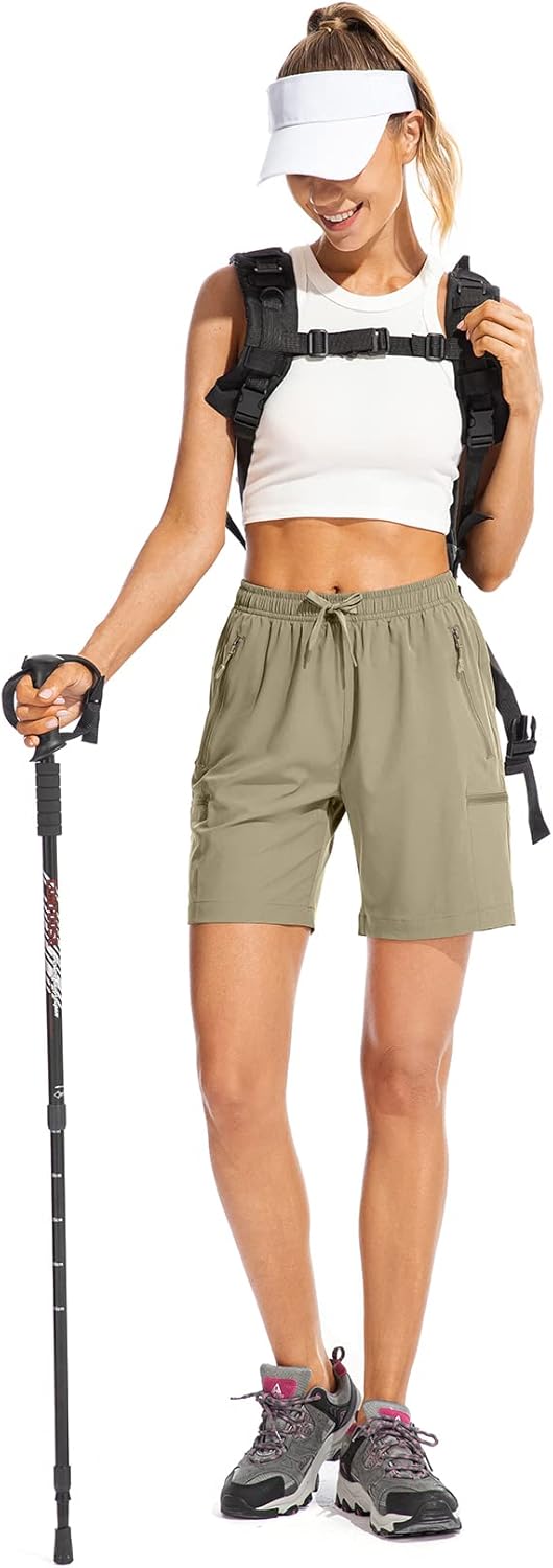 Women's Hiking Cargo Shorts Quick Dry Lightweight Summer Shorts for Women Travel Outdoor with Zipper Pockets - Image 6