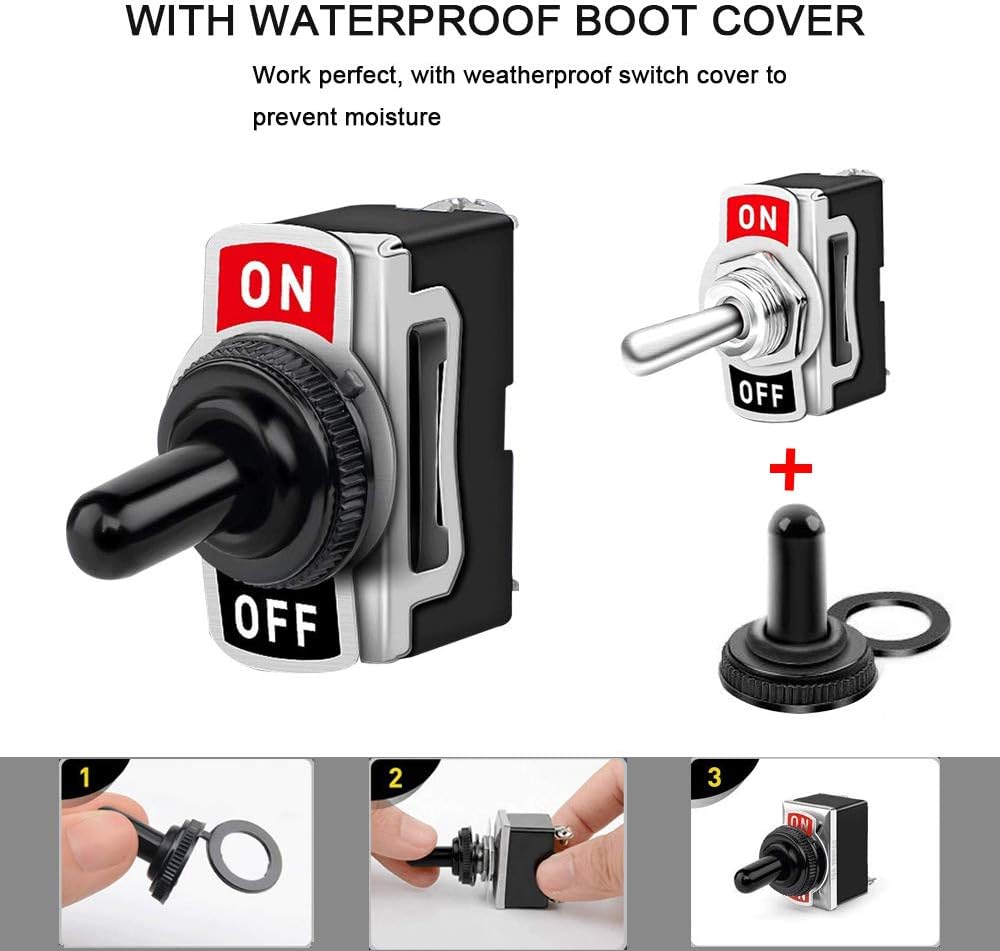 Buy FULARR 5Pcs Professional Car Toggle Switch with Waterproof Cap, ON