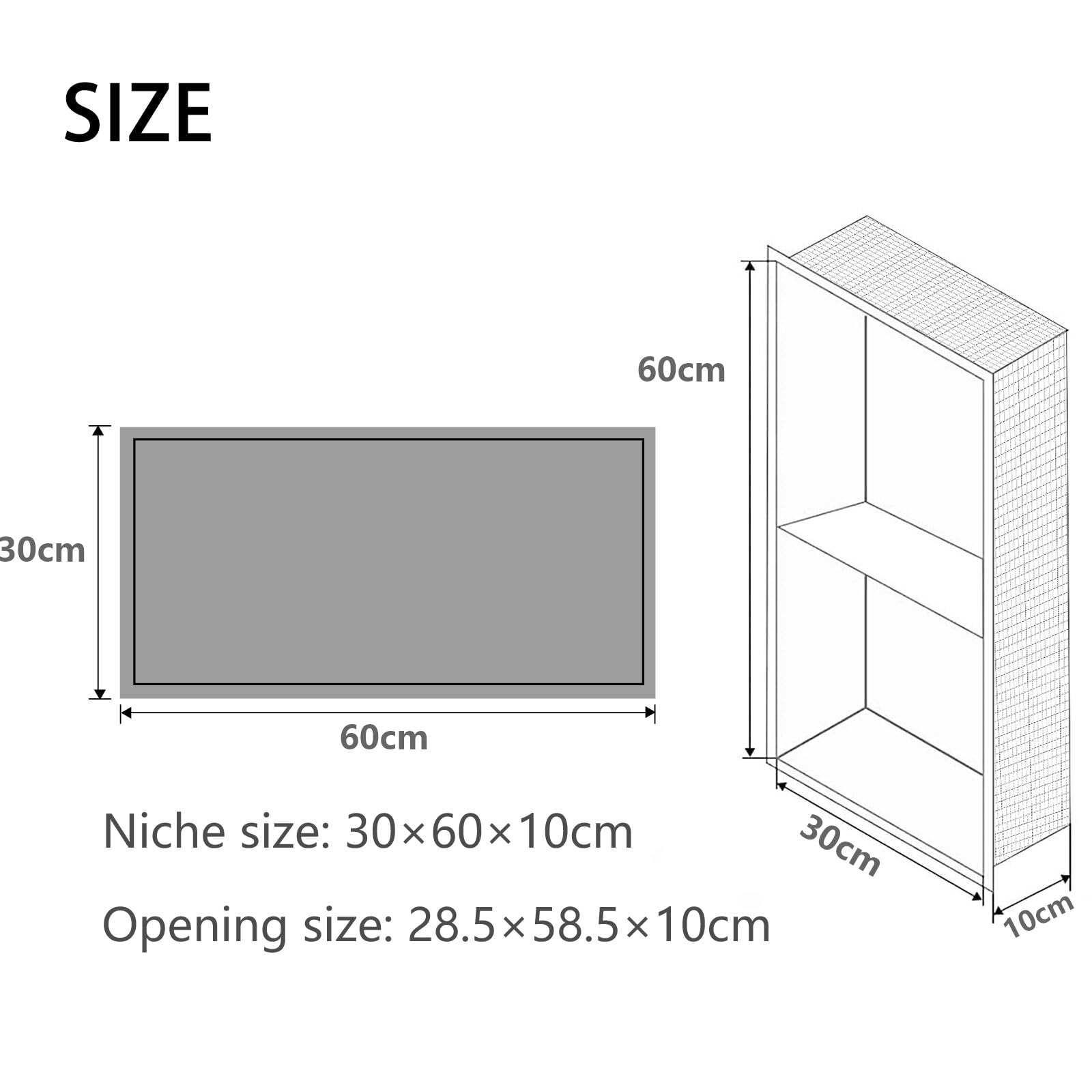 Nicchia Doccia Incasso 60x30x10cm Acciaio Inox Bianco Crema