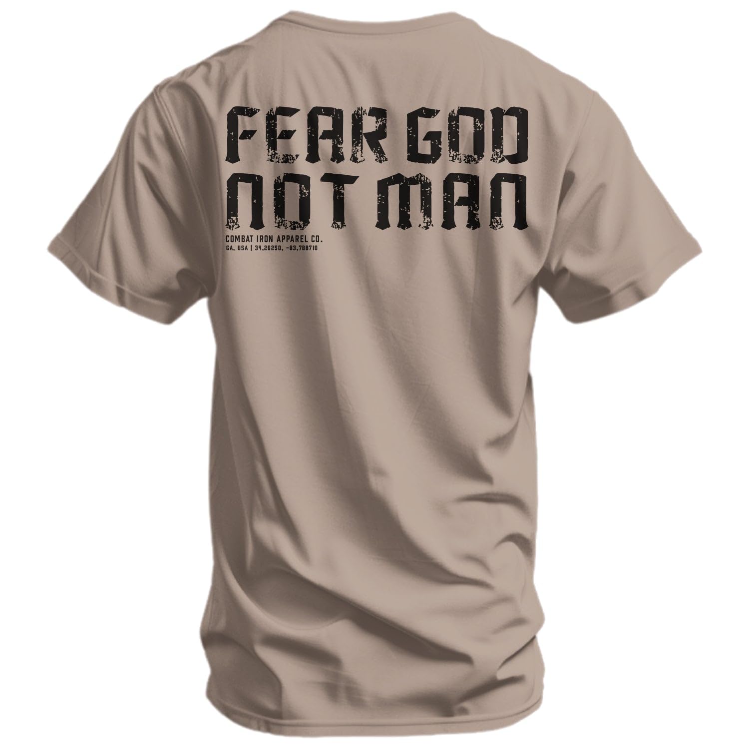 Combat Iron Men’s Graphic T-Shirt – Fear God, Not Man, Athletic Fit Everyday Tee