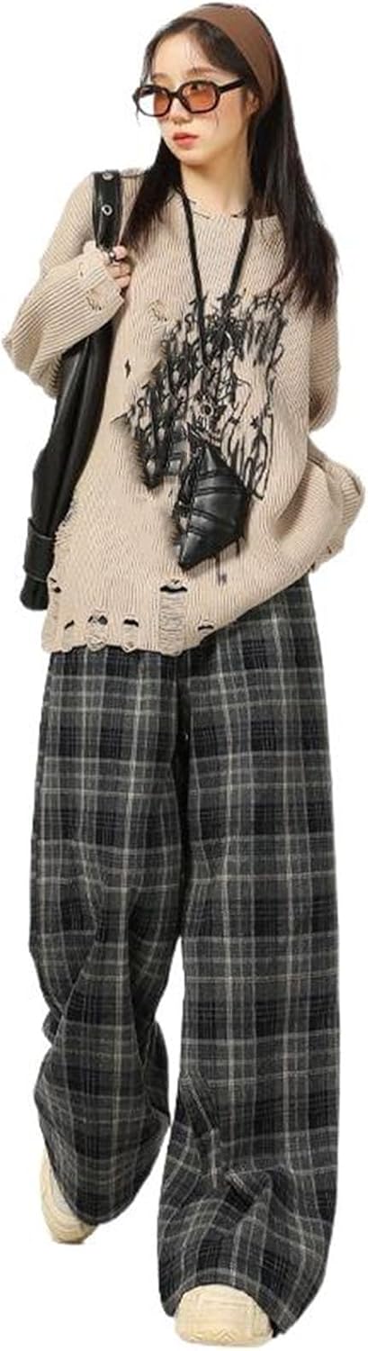 Wide-Leg Casual Pants for Women, Autumn and Winter Retro high-Waisted Pants