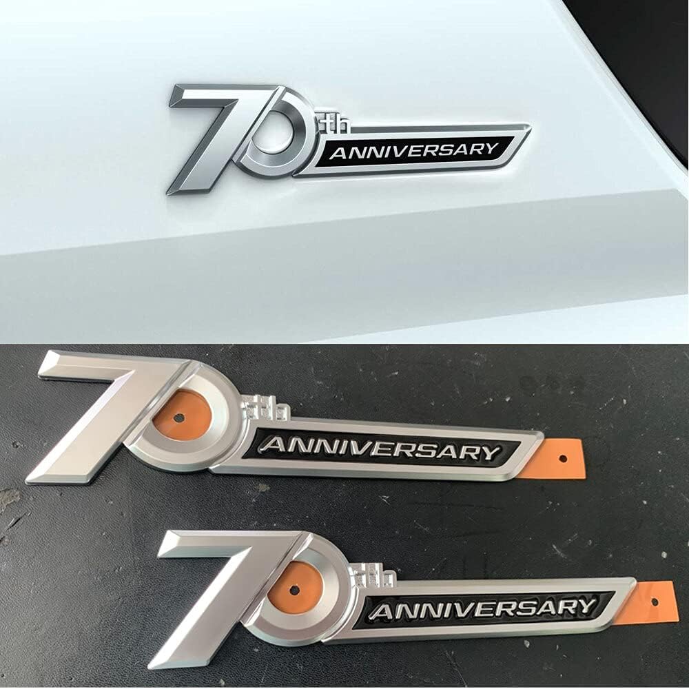 CAMAXChromium Styling - 2pcs Silver Side Emblem 70th Anniversary For Land Cruiser 200 300 FJ200 LC300 Accessories