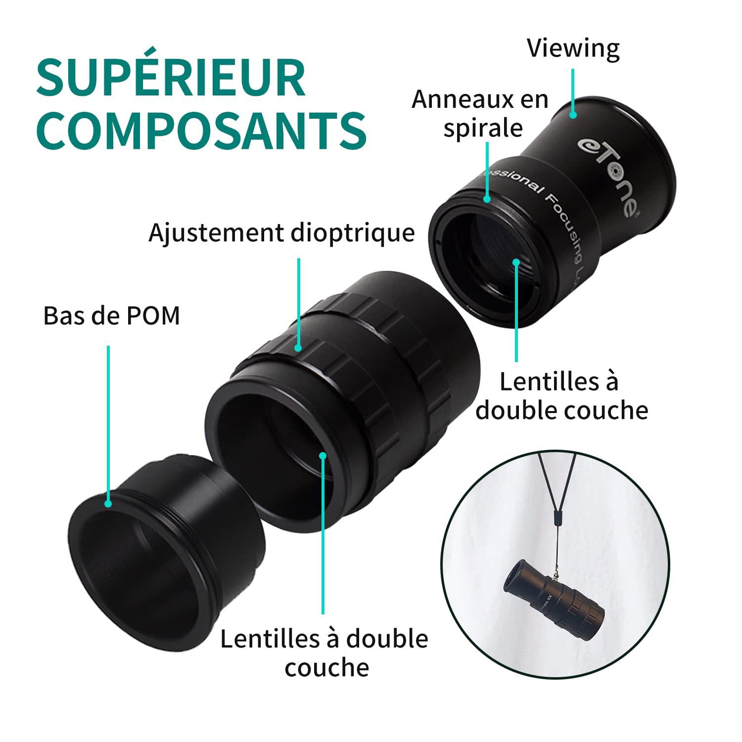 Loupe de Mise au Point X6 loupe MC 4x5 8x10 pour dépoli. Grand Format. Réglage dioptrique de la loupe