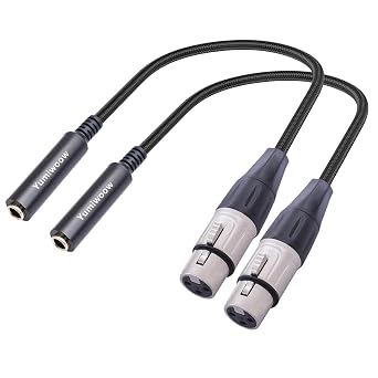 XLR Female to 1/4" Female calbe 2Pack, 3 Pin XLR Female to 6.35mm Socket Audio Cord, XLR Jack to TS/TRS Quarter inch Adapter Connector Converter Metal Construction 1FT